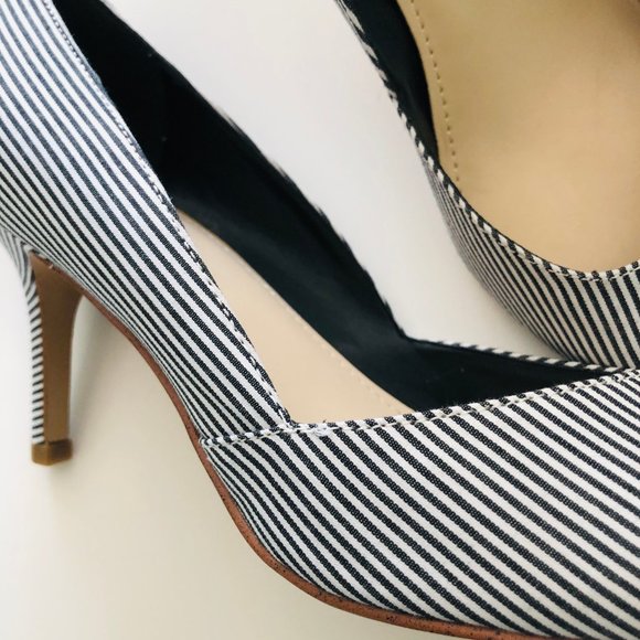 MARC FISHER Classic Black/White Stripe Heels EUC - Picture 4 of 9